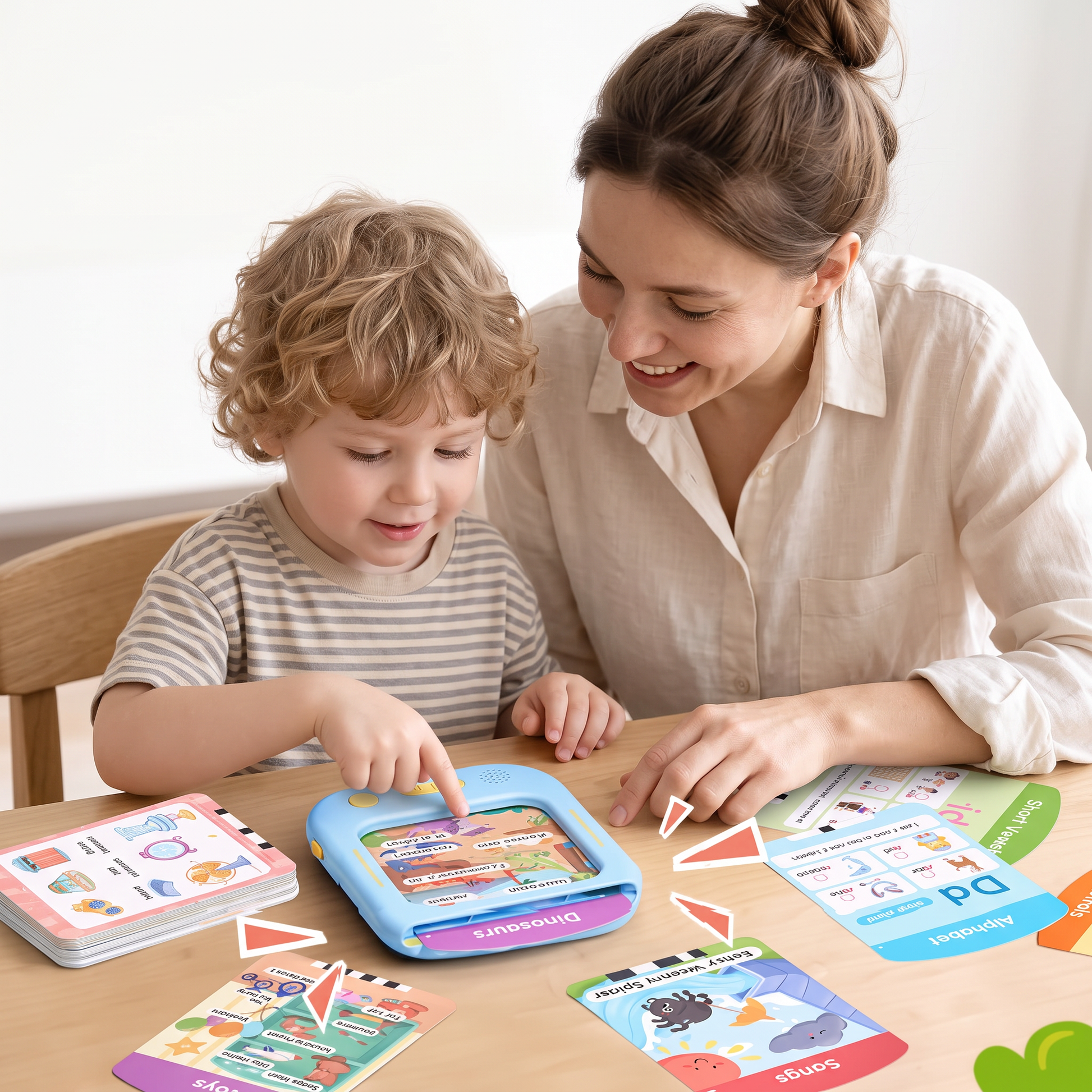 Child using the talking phonics learning tablet