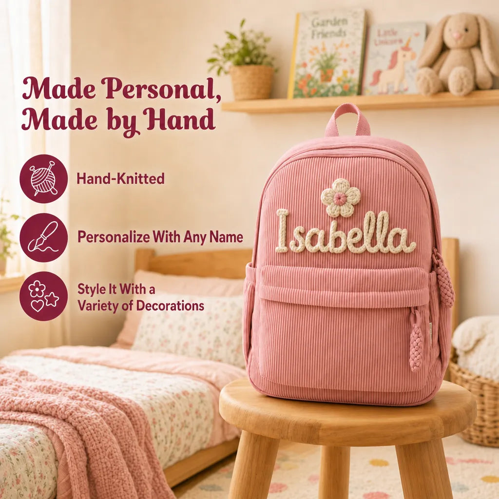 Personalized Hand-Knitted Kids Backpack