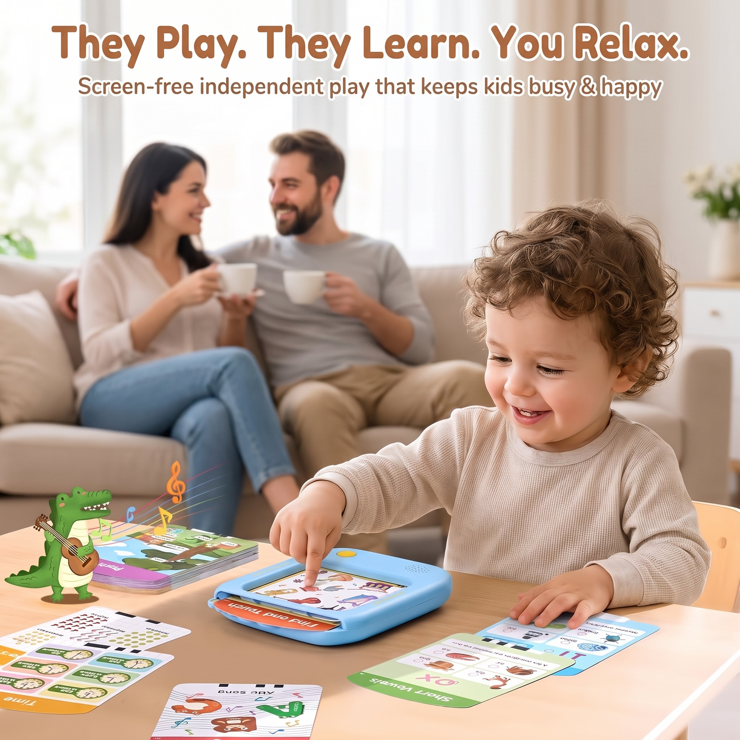 Talking Phonics Learning Tablet - Screen-free educational flash cards for ages 2-6