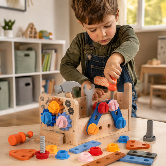 Child working at the Wooden Workshop bench