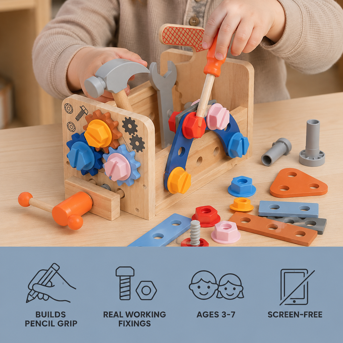 Wooden Workshop benefits for hand strength and role play